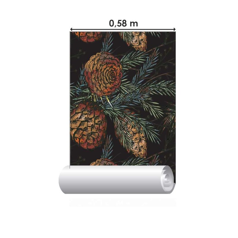 Papel de Parede Adesivo Pinheiro e Pinhas N07004 - Papel na Parede
