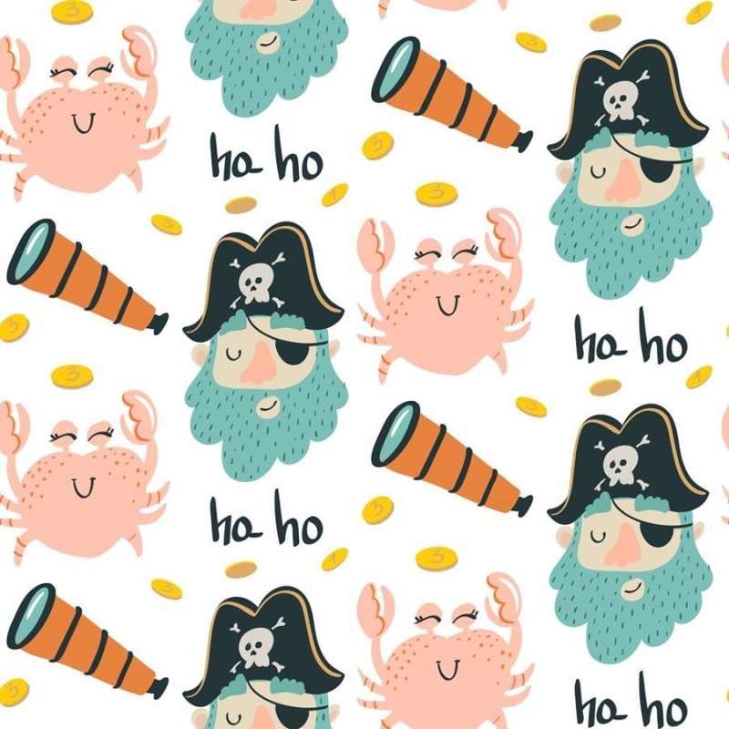 Papel de Parede Adesivo Pirata e Carangueijo N06158 - Papel na Parede