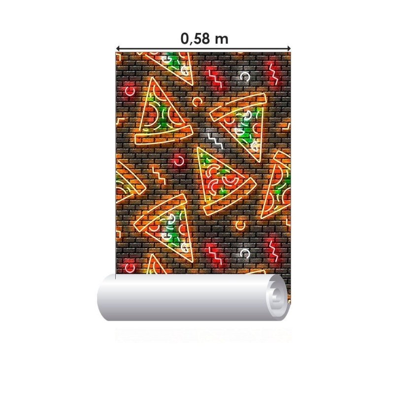 Papel de Parede Adesivo Pizza Neon N013180 - Papel na Parede