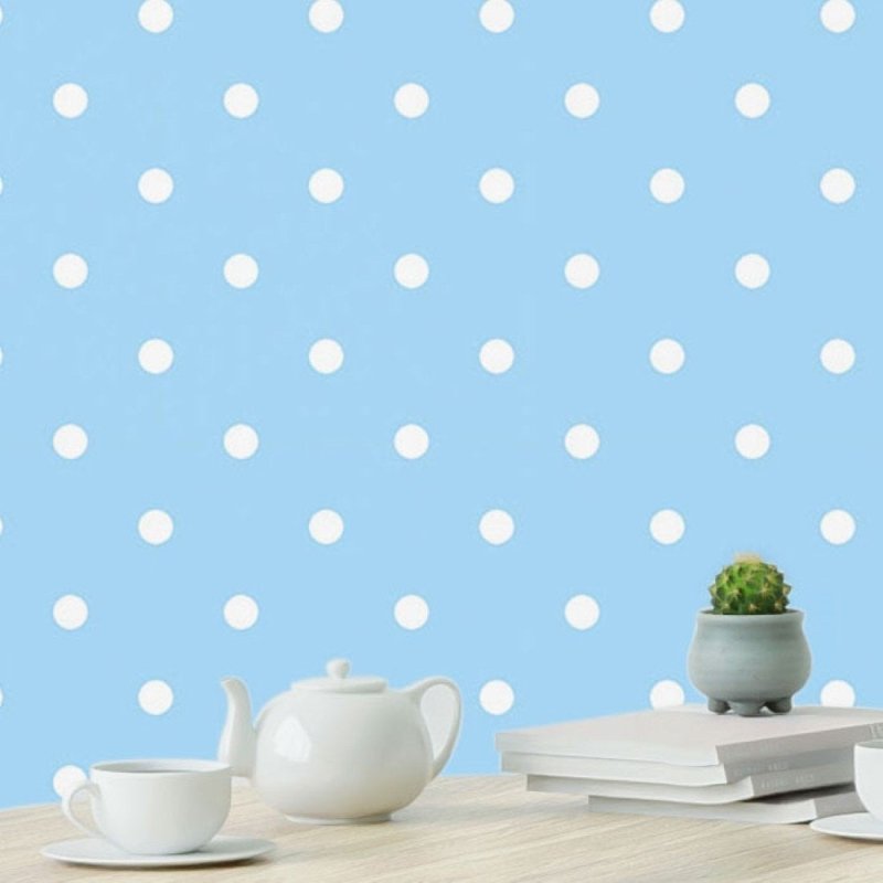 Papel de Parede Adesivo Poá Azul N019073 - Papel na Parede