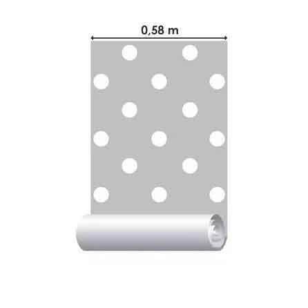 Papel de Parede Adesivo Poá Cinza 758102 - Papel na Parede