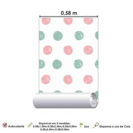Papel de Parede Adesivo Poá Colorido Infantil 25418 - Papel na Parede