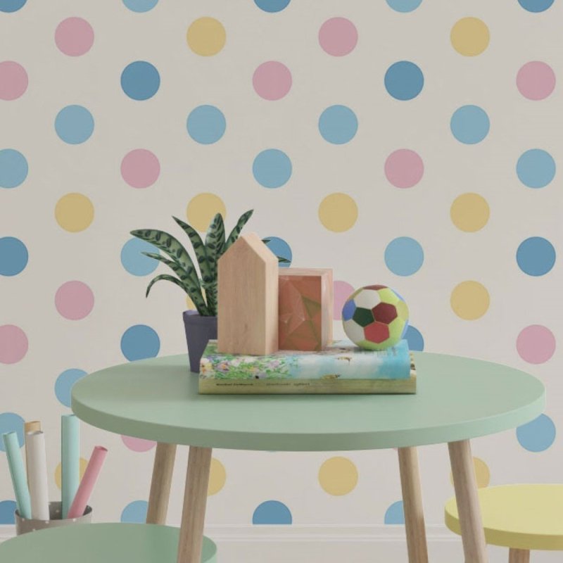 Papel de Parede Adesivo Poá Colorido N019072 - Papel na Parede