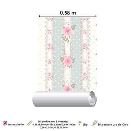 Papel de Parede Adesivo Poá Floral Rosa e Azul 202982914 - Papel na Parede