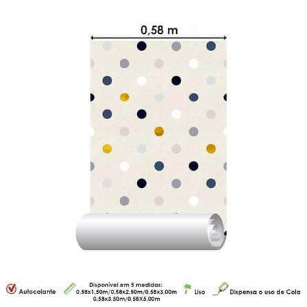 Papel de Parede Adesivo Poá Tons Pasteis Bege 254824815 - Papel na Parede