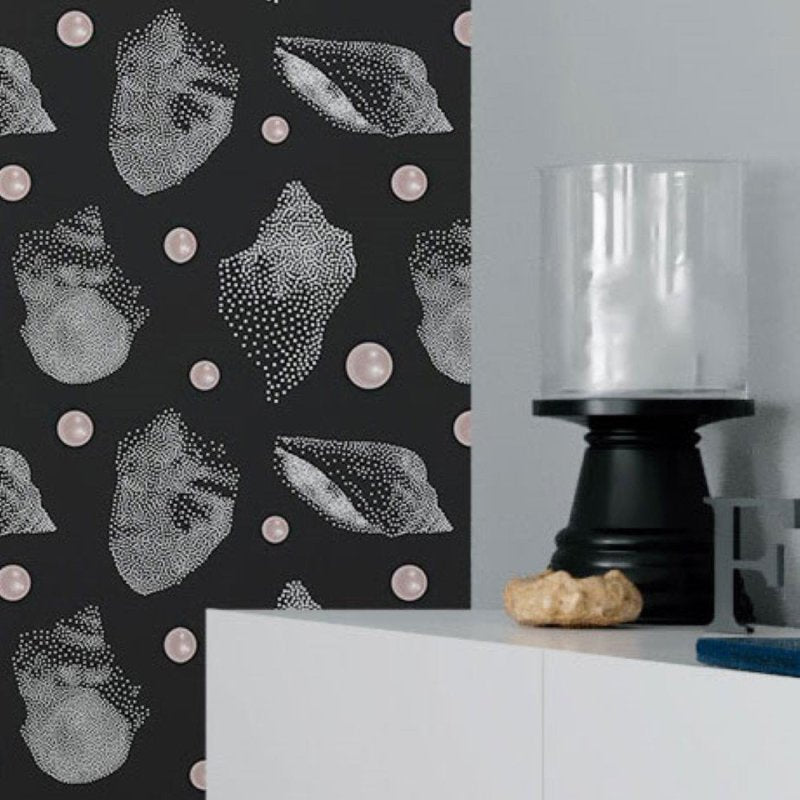 Papel de Parede Adesivo Pontilhado Conchas Dark N018107 - Papel na Parede