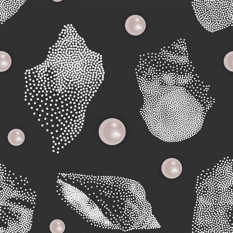 Papel de Parede Adesivo Pontilhado Conchas Dark N018107 - Papel na Parede
