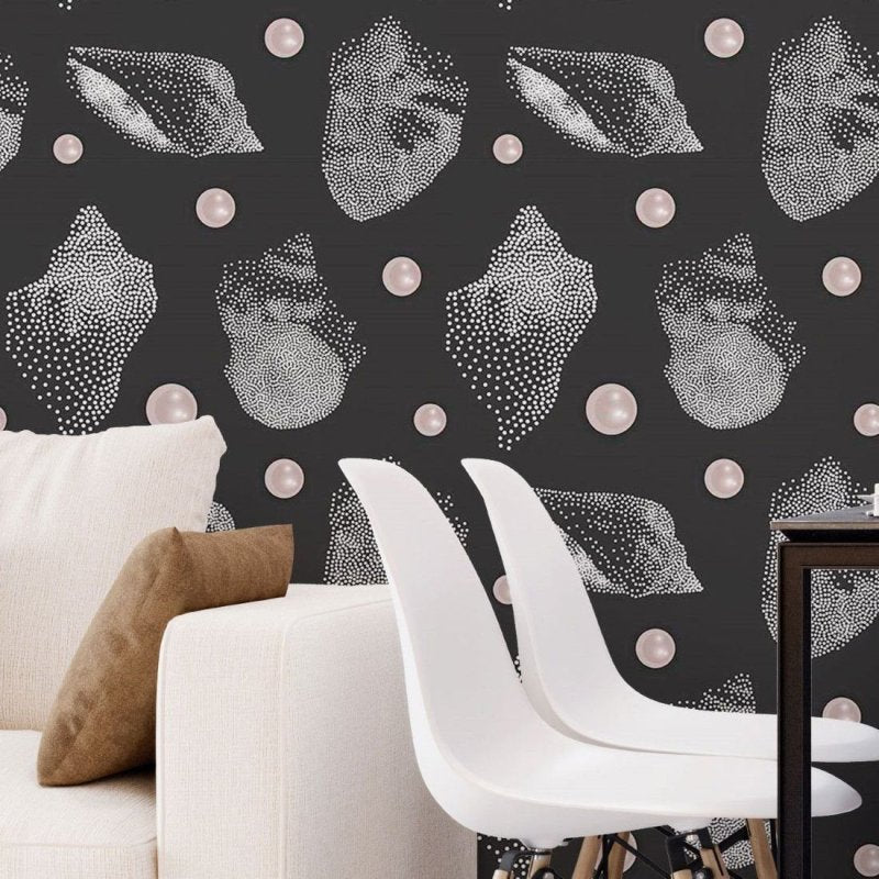 Papel de Parede Adesivo Pontilhado Conchas Dark N018107 - Papel na Parede
