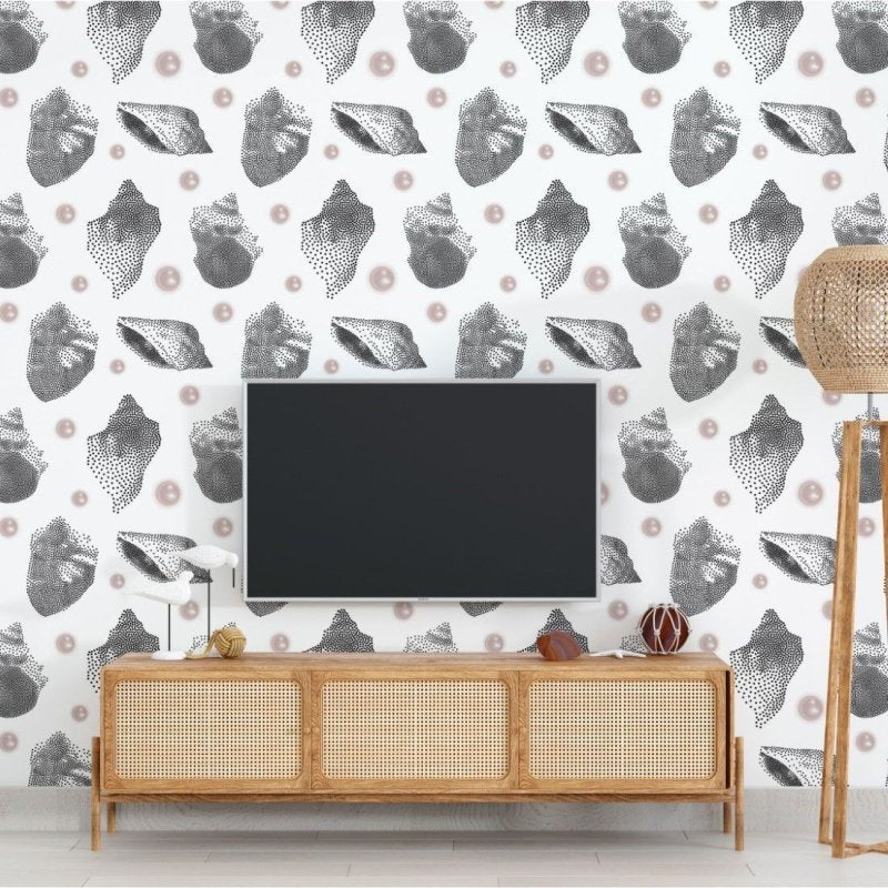 Papel de Parede Adesivo Pontilhado Conchas N018106 - Papel na Parede