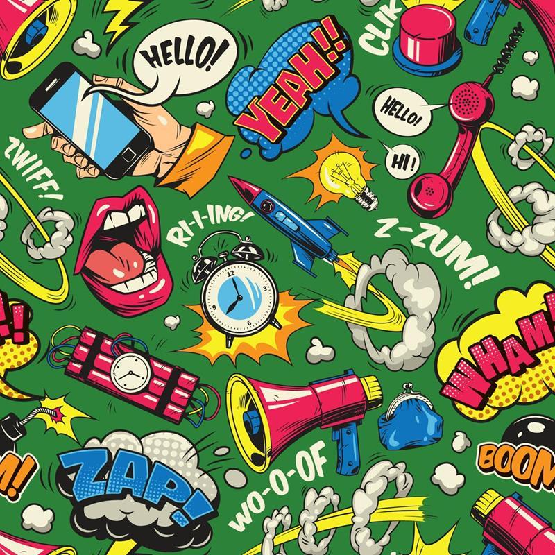 Papel de Parede Adesivo Pop Art Verde N05015 - Papel na Parede