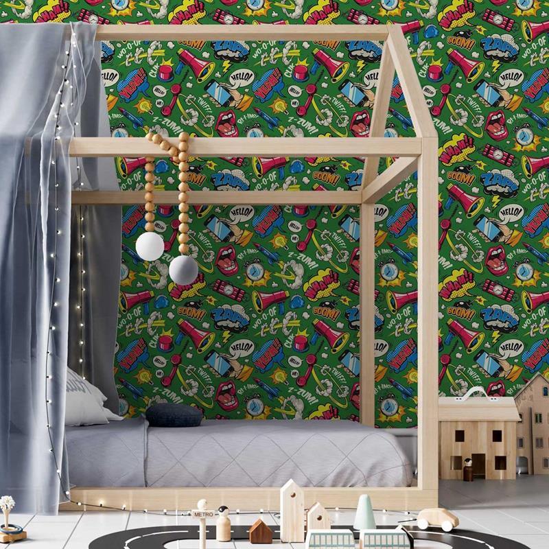 Papel de Parede Adesivo Pop Art Verde N05015 - Papel na Parede