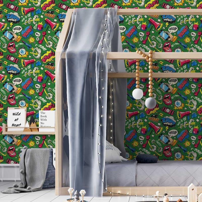 Papel de Parede Adesivo Pop Art Verde N05015 - Papel na Parede