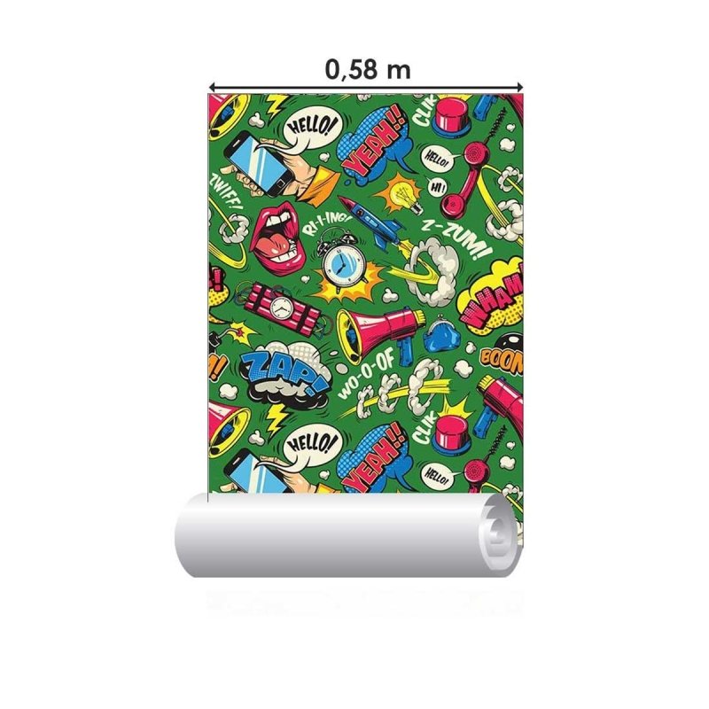 Papel de Parede Adesivo Pop Art Verde N05015 - Papel na Parede
