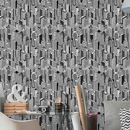 Papel de Parede Adesivo Prédios Preto e Branco 399671626 - Papel na Parede