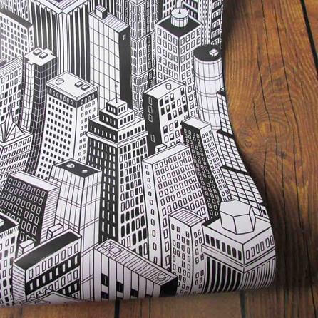 Papel de Parede Adesivo Prédios Preto e Branco 399671626 - Papel na Parede