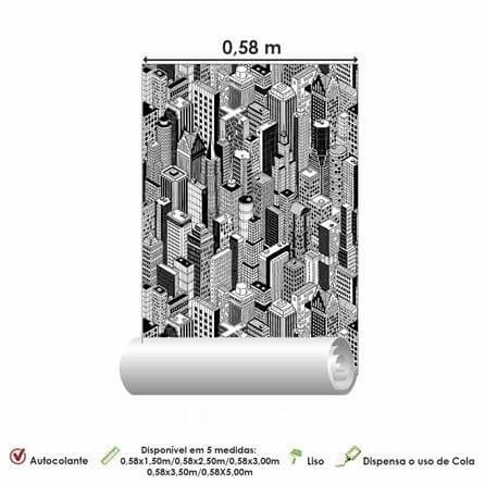 Papel de Parede Adesivo Prédios Preto e Branco 399671626 - Papel na Parede
