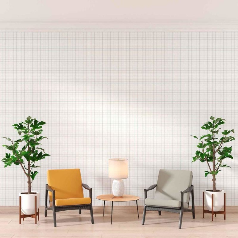Papel de Parede Adesivo Quadriculado Branco e Azul N08096 - Papel na Parede