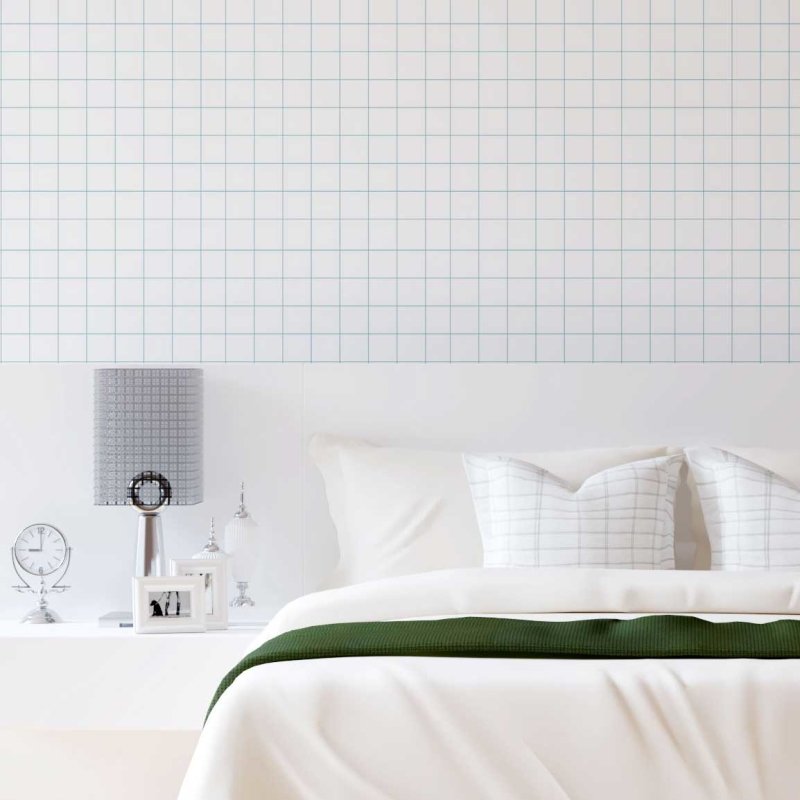 Papel de Parede Adesivo Quadriculado Branco e Azul N08097 - Papel na Parede