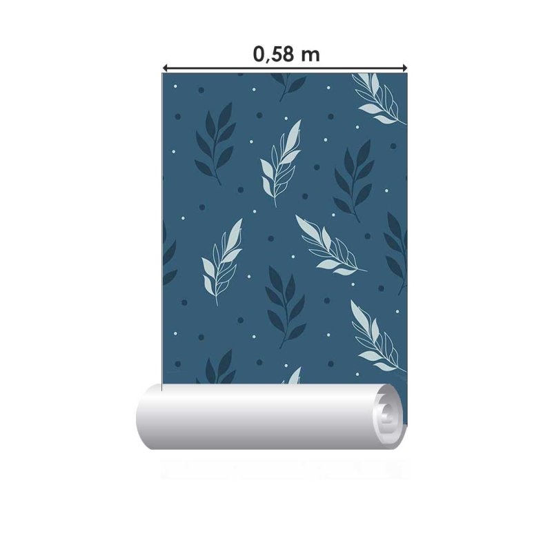 Papel de Parede Adesivo Ramos Azul e Branco N08074 - Papel na Parede