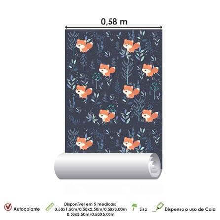Papel de Parede Adesivo Raposa Floral Infantil 65451 - Papel na Parede