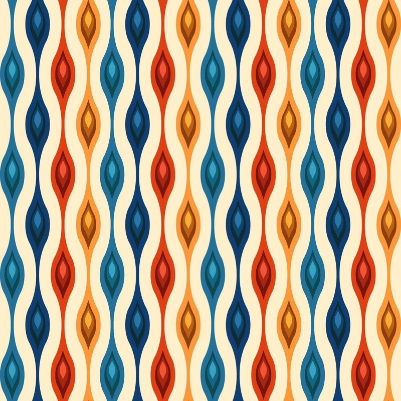 Papel de Parede Adesivo Retrô Abstrato Laranja e Azul N07067 - Papel na Parede