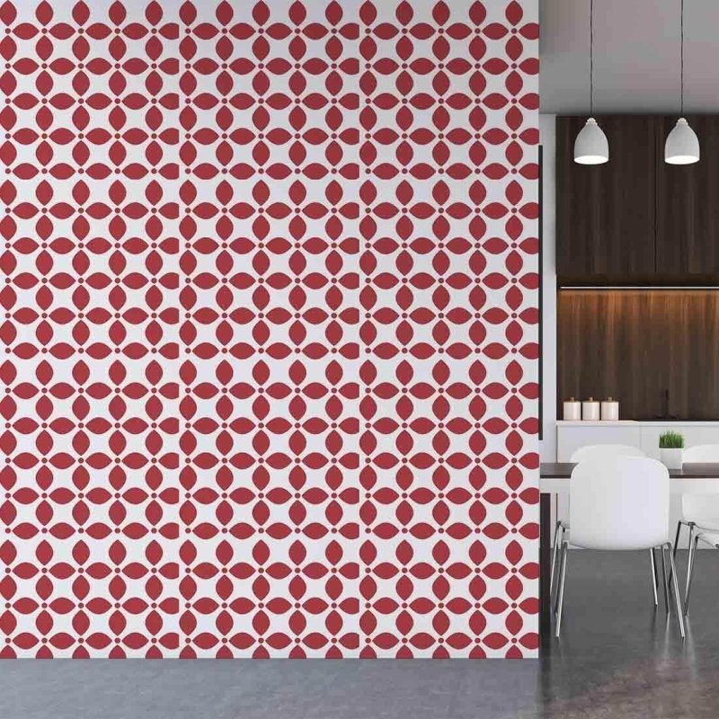 Papel de Parede Adesivo Retrô Abstrato Vermelho 91241 - Papel na Parede