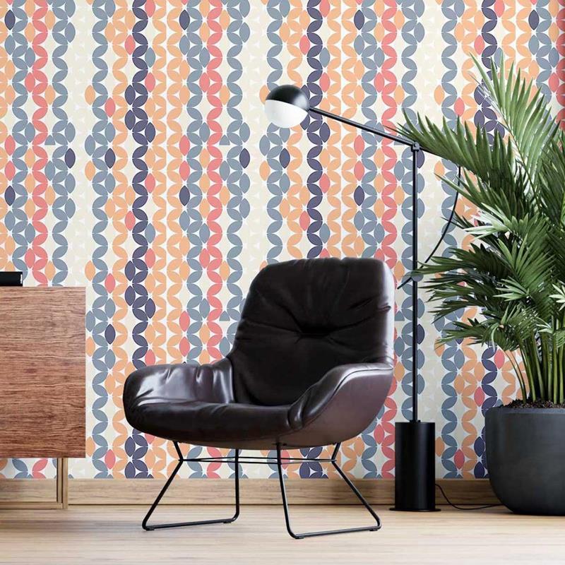 Papel de Parede Adesivo Retrô Colorido Geométrico N05230 - Papel na Parede