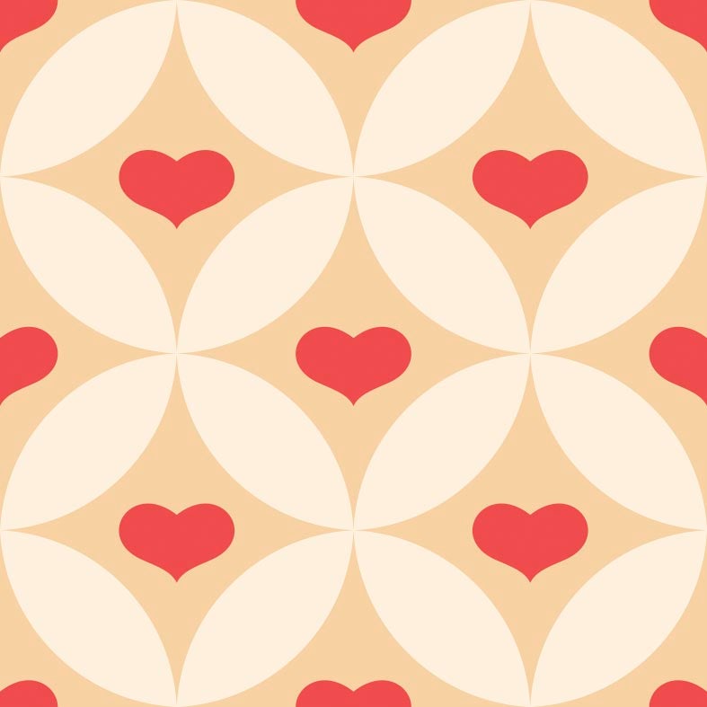 Papel de Parede Adesivo Retrô Coração 0236 - Papel na Parede