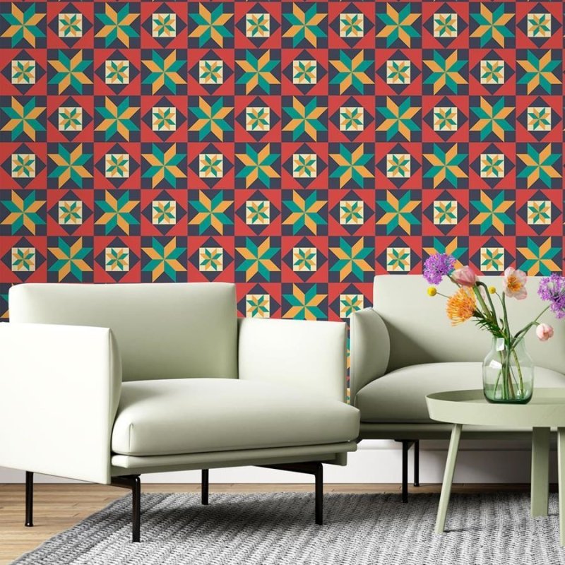 Papel de Parede Adesivo Retrô Estrela N06116 - Papel na Parede