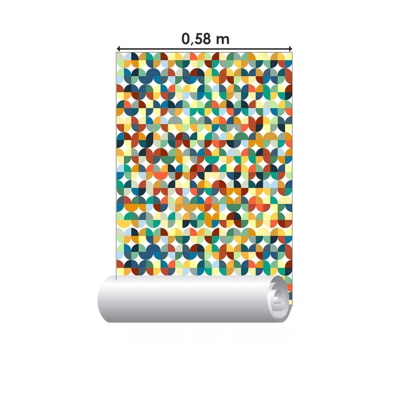 Papel de Parede Adesivo Retrô Geométrico Colorido N04129 - Papel na Parede