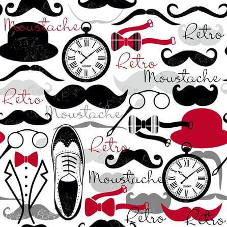 Papel de Parede Adesivo Retrô Mustache 156272687 - Papel na Parede