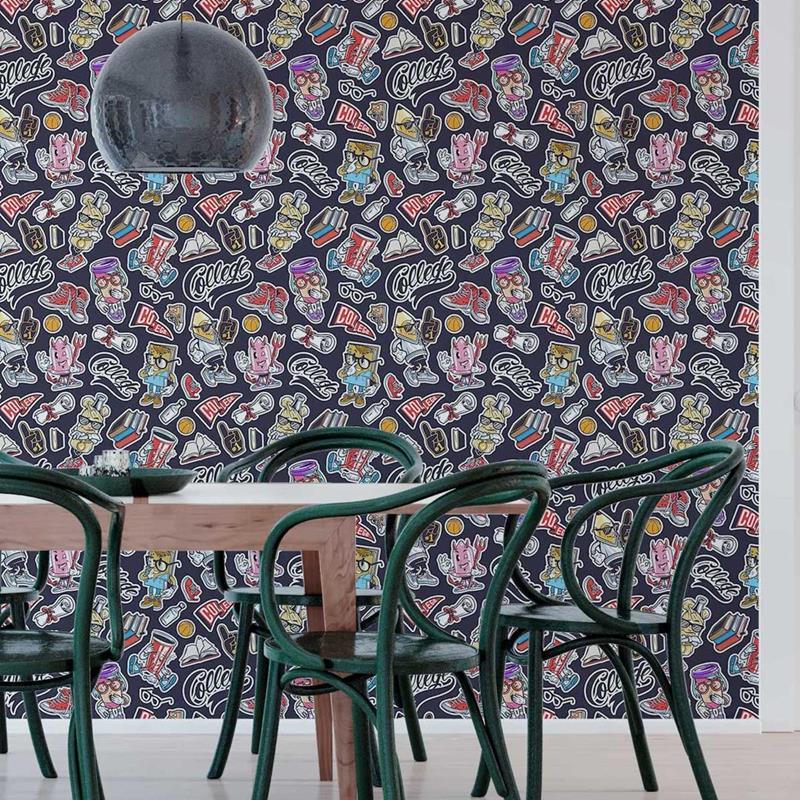 Papel de Parede Adesivo Retrô Pop Art Escola N05071 - Papel na Parede