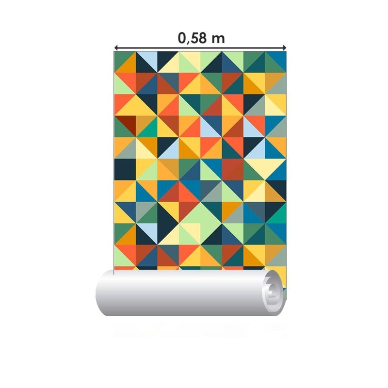 Papel de Parede Adesivo Retrô Triângulos Colorido N04130 - Papel na Parede