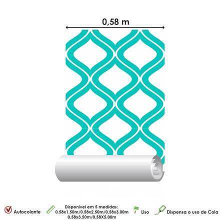 Papel de Parede Adesivo Retrô Verde 0218 - Papel na Parede