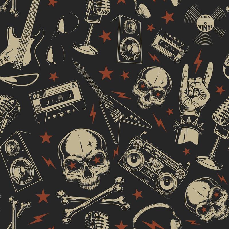 Papel de Parede Adesivo Rockn Roll Retrô N05085 - Papel na Parede