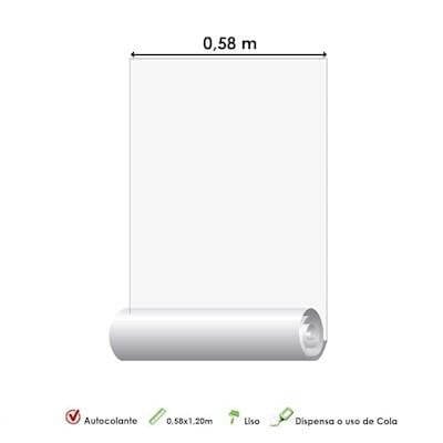 Papel de Parede Adesivo Rolo 0,58x1,20M Liso Branco - Papel na Parede