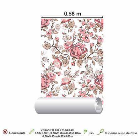 Papel de Parede Adesivo Rosas 688 - Papel na Parede