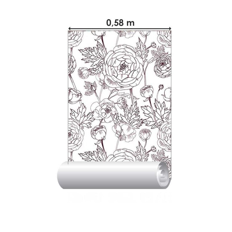 Papel de Parede Adesivo Rosas Desenho em Linha N05061 - Papel na Parede
