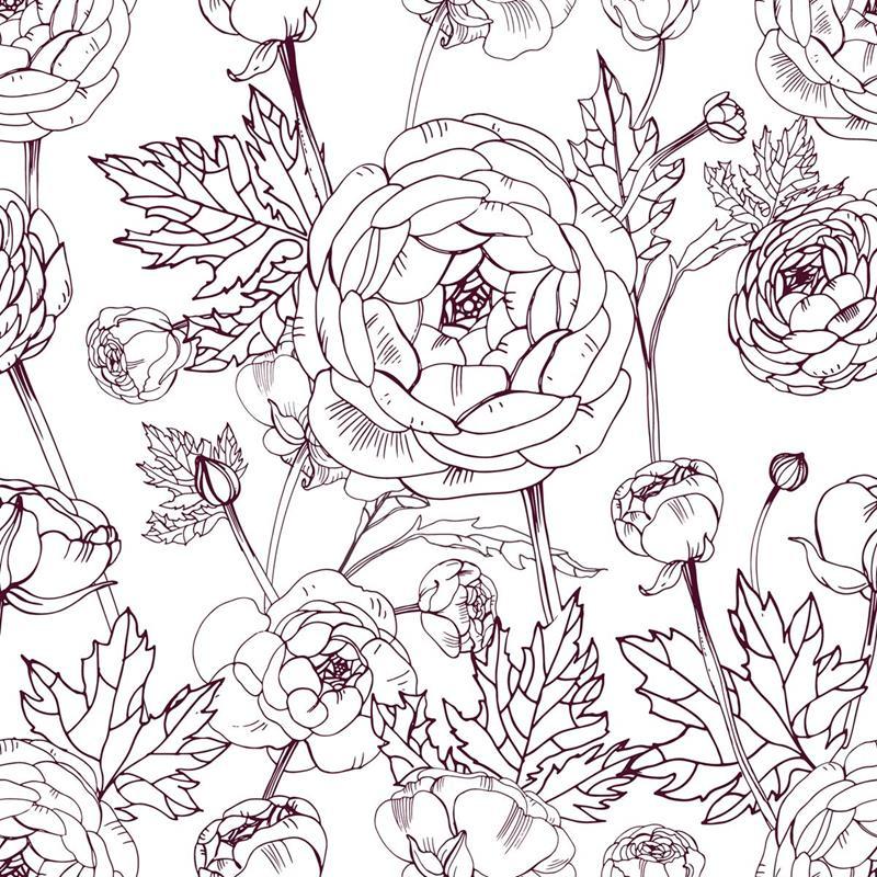 Papel de Parede Adesivo Rosas Desenho em Linha N05061 - Papel na Parede