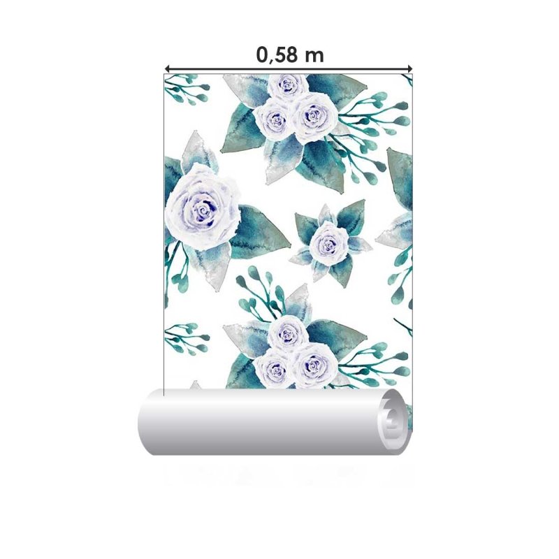 Papel de Parede Adesivo Rosas lilás em Fundo Branco N08001 - Papel na Parede