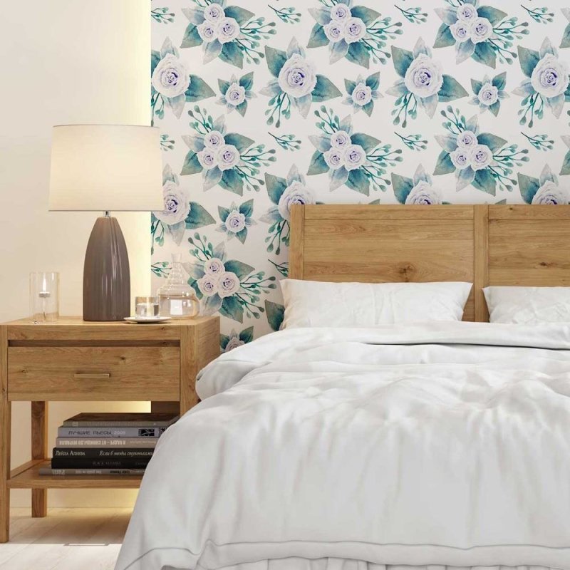 Papel de Parede Adesivo Rosas lilás em Fundo Branco N08001 - Papel na Parede