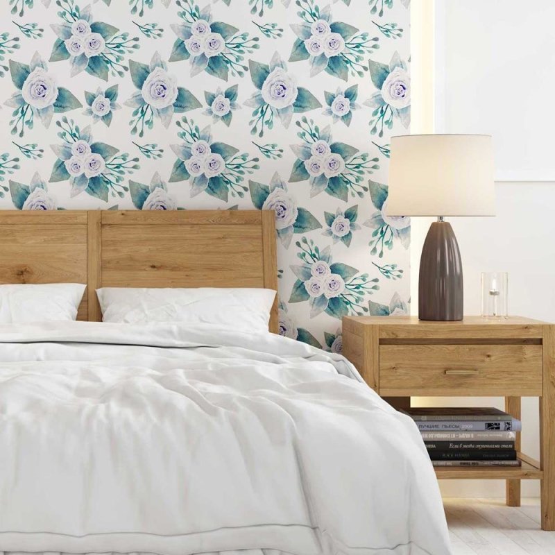 Papel de Parede Adesivo Rosas lilás em Fundo Branco N08001 - Papel na Parede