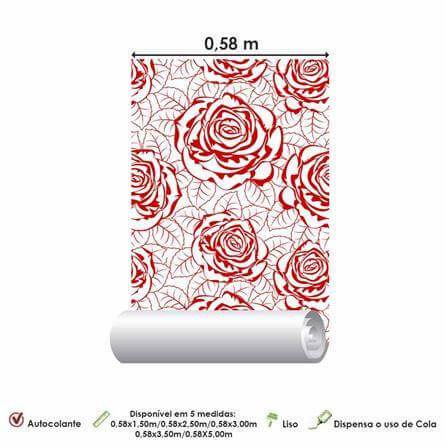 Papel de Parede Adesivo Rosas Vermelhas 678 - Papel na Parede