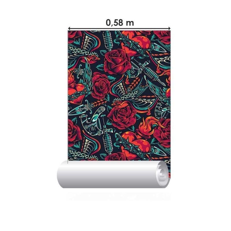 Papel de Parede Adesivo Tatuagens Vintage N08081 - Papel na Parede