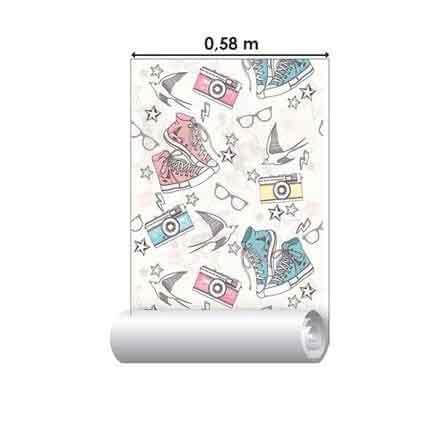 Papel de Parede Adesivo Tênis e Máquina Fotográfica 92304787 - Papel na Parede