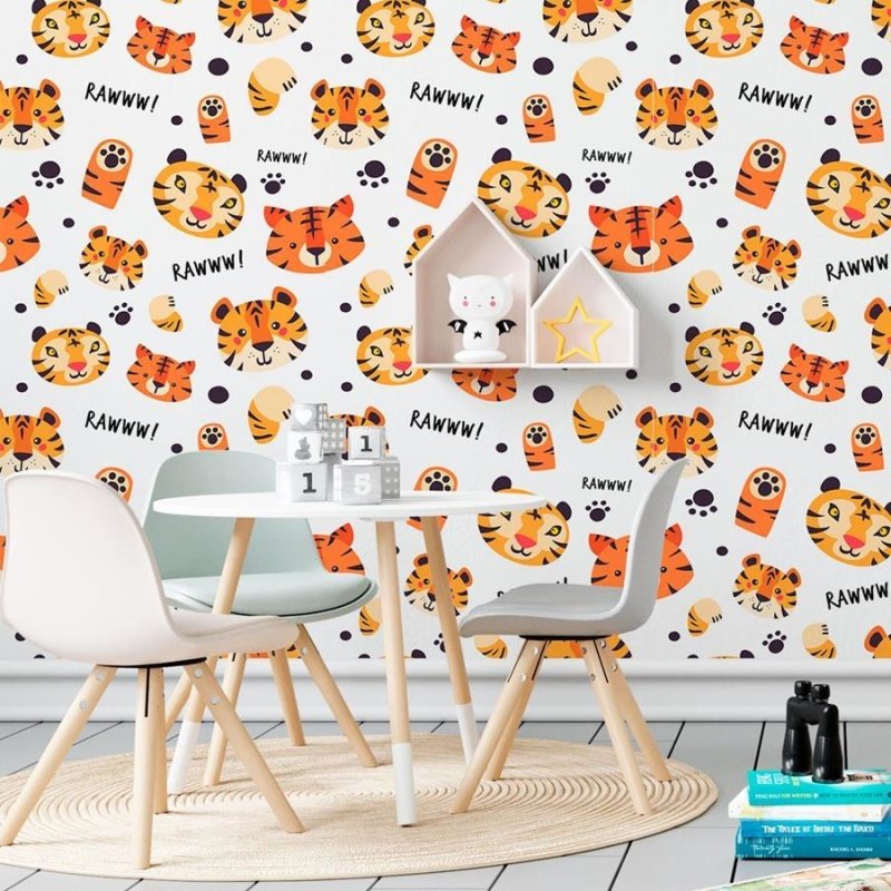 Papel de Parede Adesivo Tigres Minimalistas N06007 - Papel na Parede