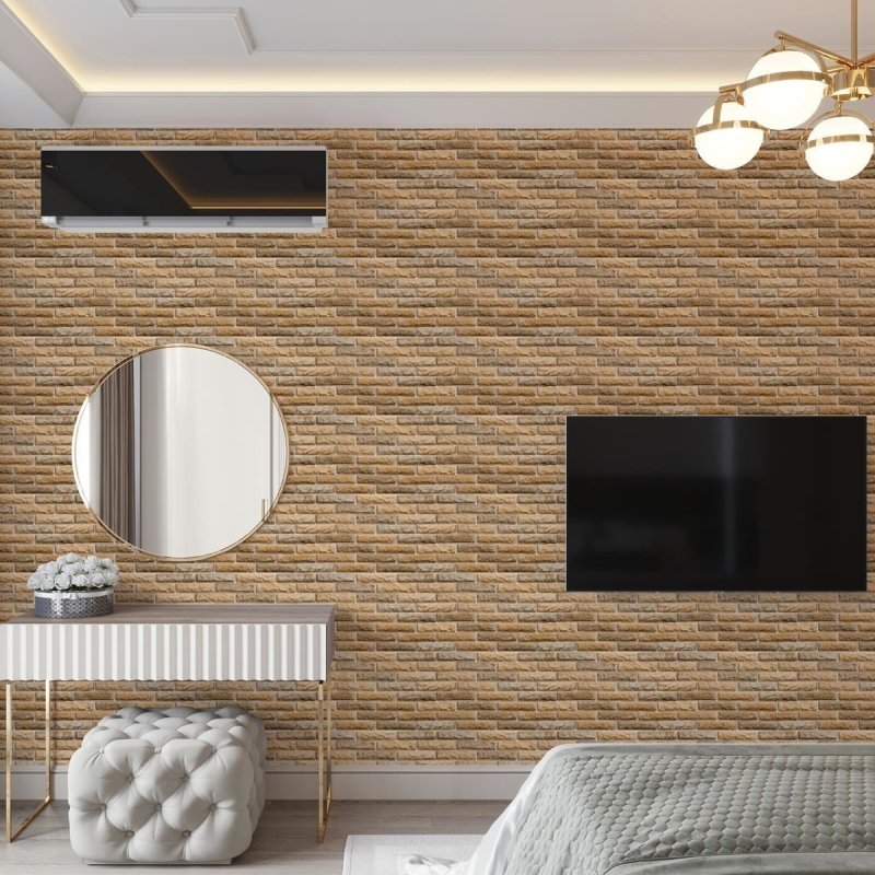 Papel de Parede Adesivo Tijolo Bege NP077 - Papel na Parede