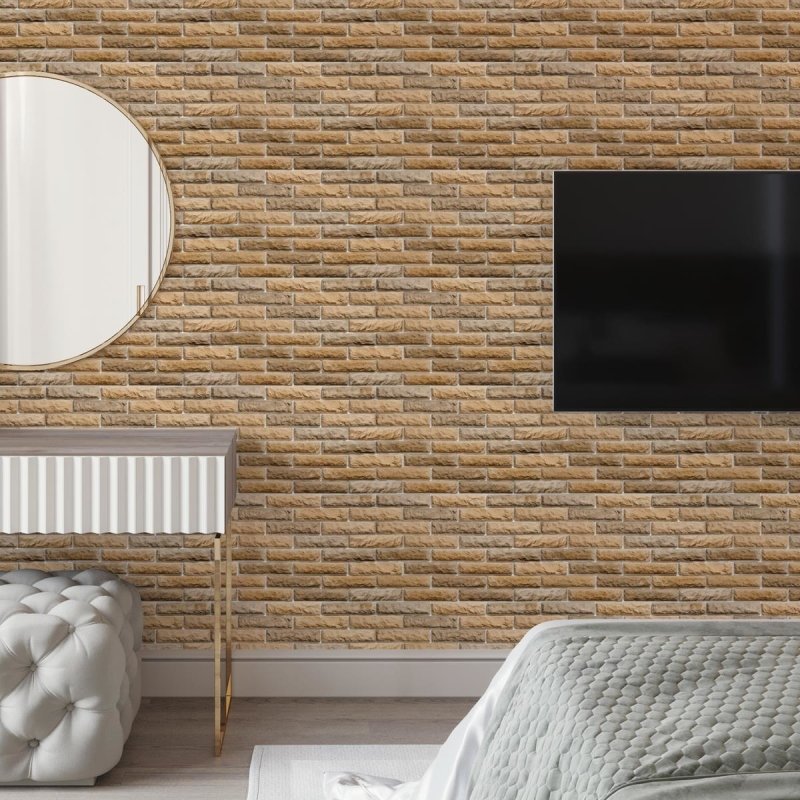 Papel de Parede Adesivo Tijolo Bege NP077 - Papel na Parede