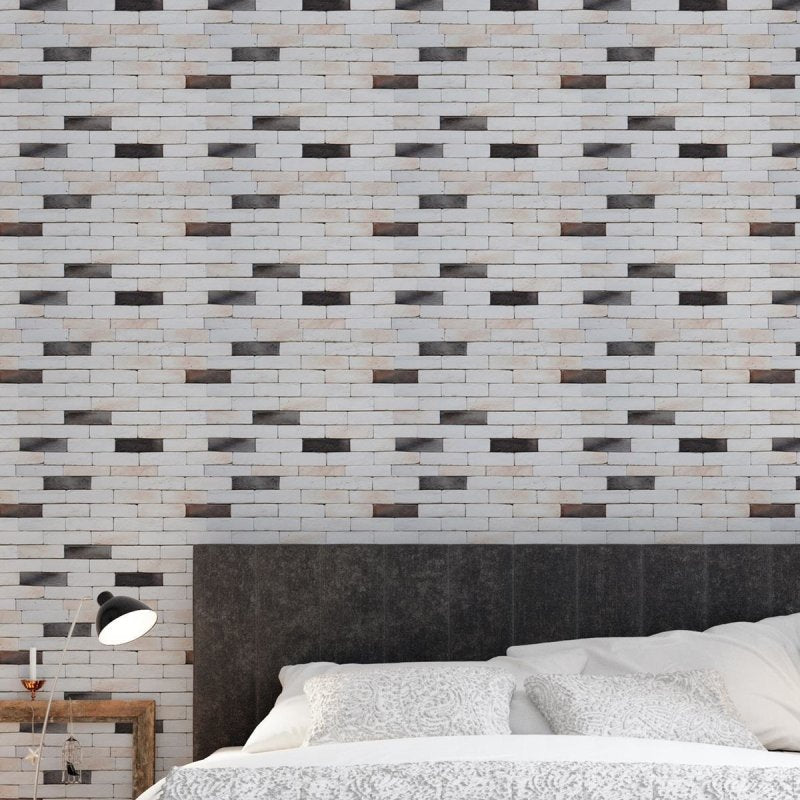 Papel de Parede Adesivo Tijolo Branco e Preto NP105 - Papel na Parede