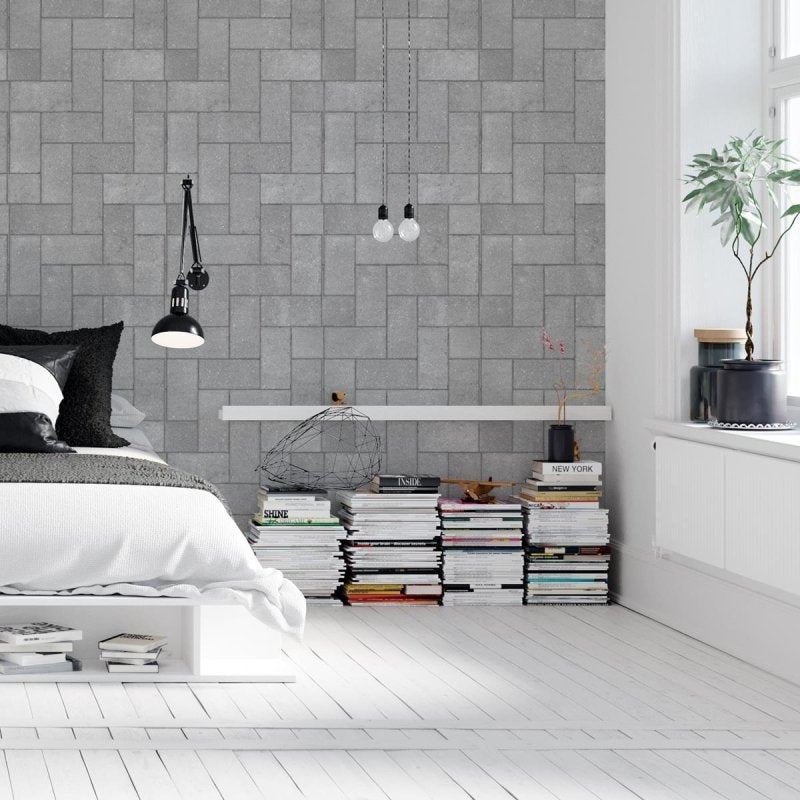 Papel de Parede Adesivo Tijolo Cinza NP026 - Papel na Parede